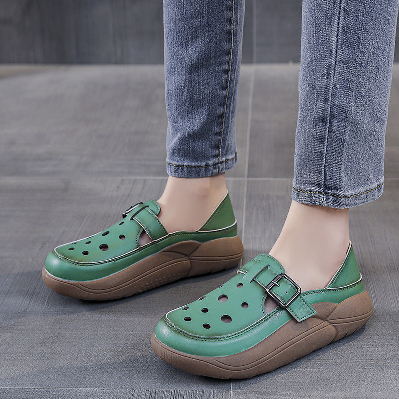 Sandalias tipo gladiador de piel suave con aberturas