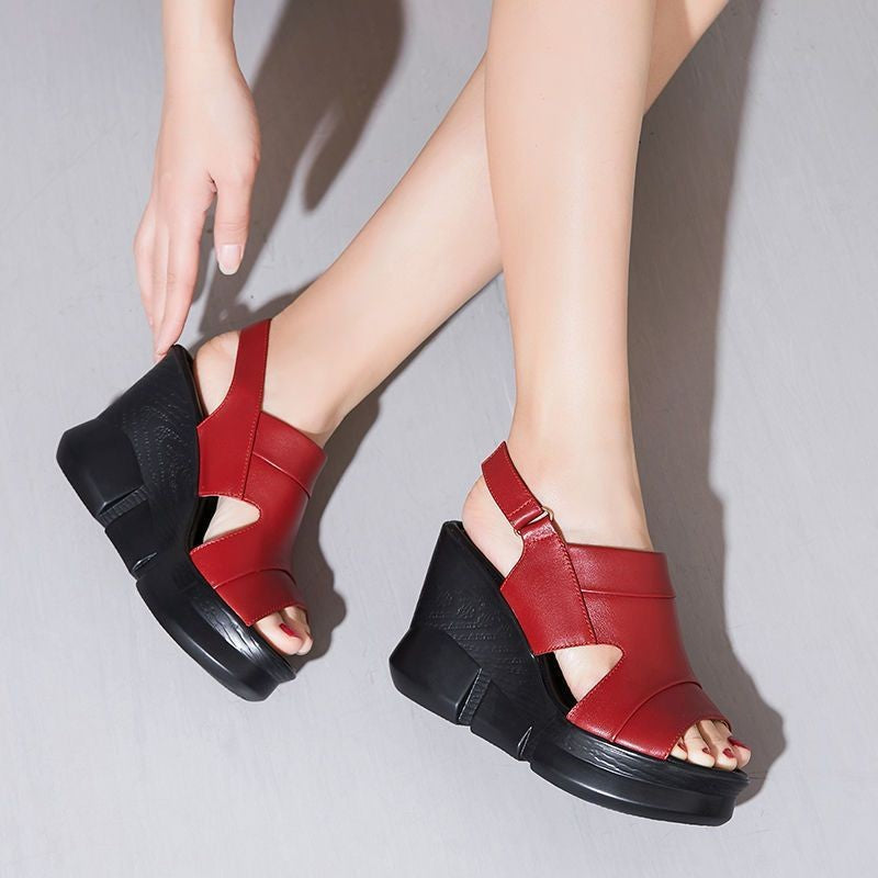 Nuevos zapatos de cuña, tacones altos gruesos