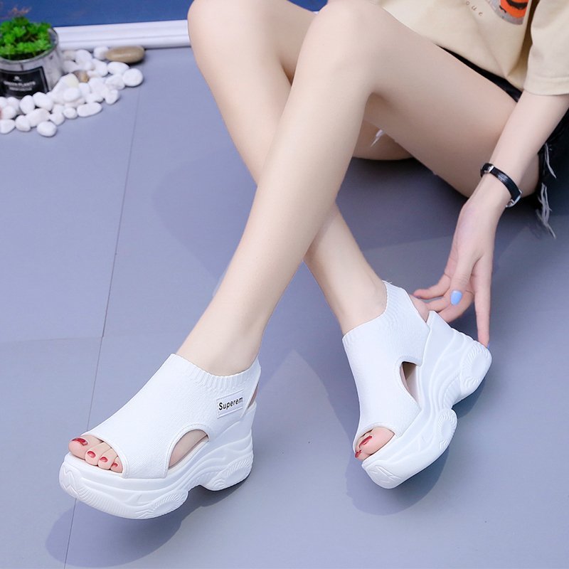 Zapatos de mujer de punto con suela gruesa
