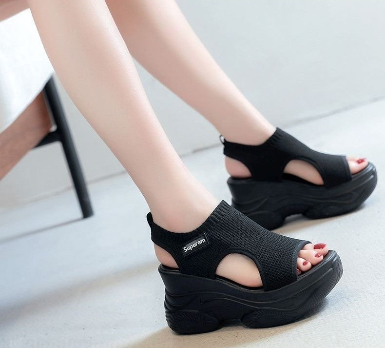 Zapatos de mujer de punto con suela gruesa