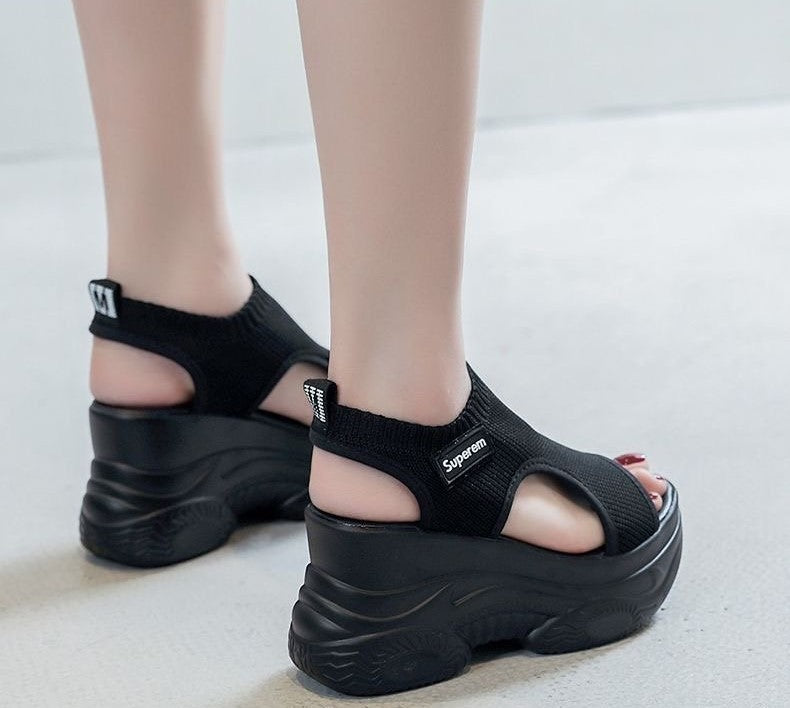 Zapatos de mujer de punto con suela gruesa
