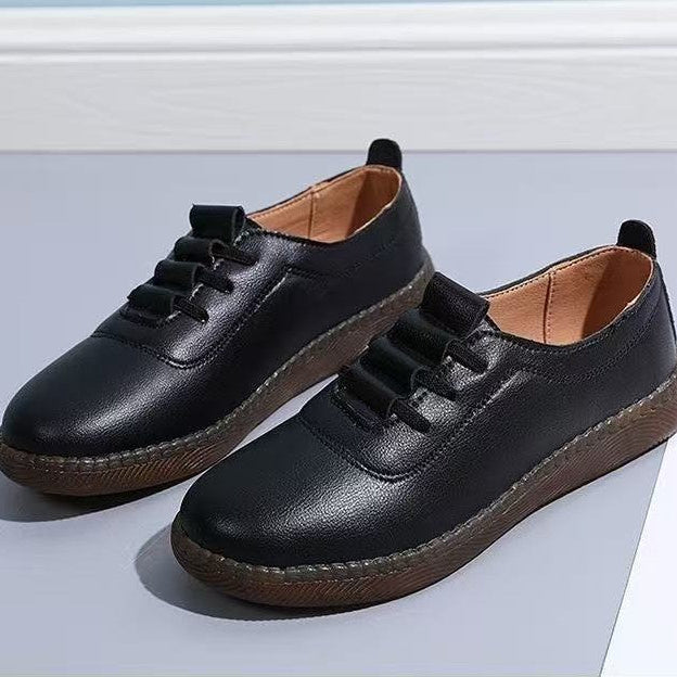 Zapatos de mujer de suela blanda de piel auténtica 2025