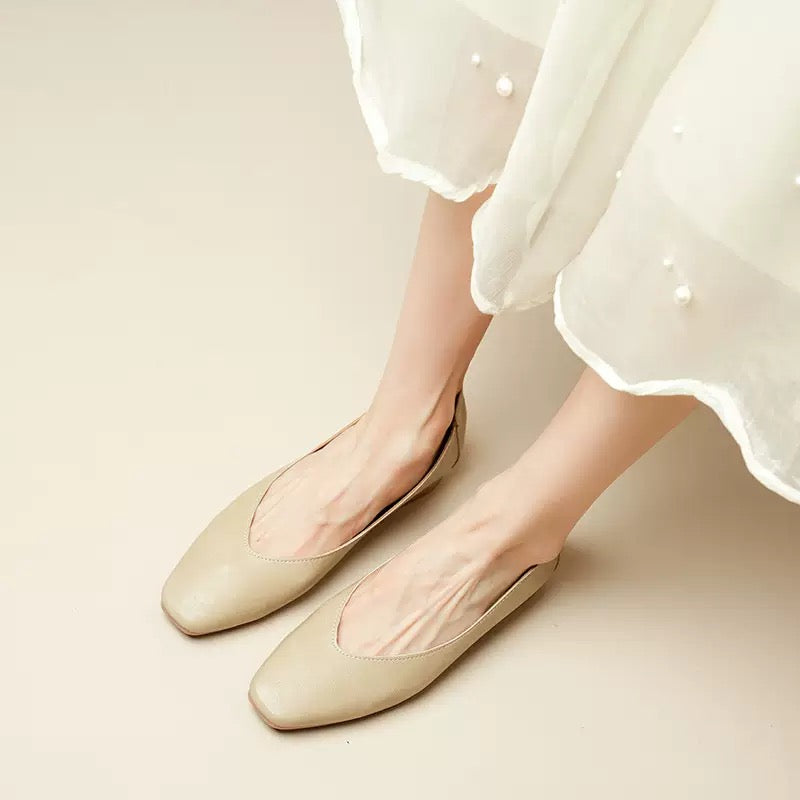 Zapatos de piel con tacón grueso y punta cuadrada para mujer 2025
