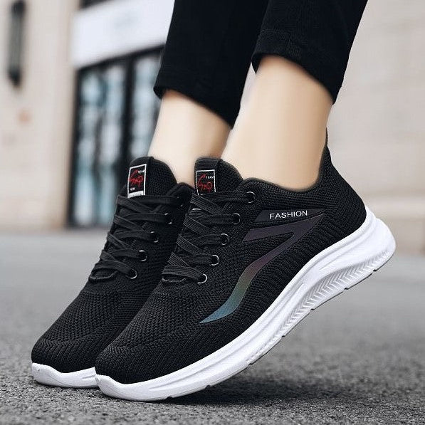 Zapatos casuales de suela suave de punto transpirable para mujer