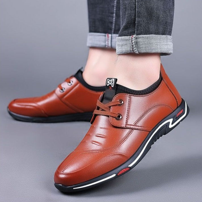Zapatos casuales de cuero de tacón bajo para hombre