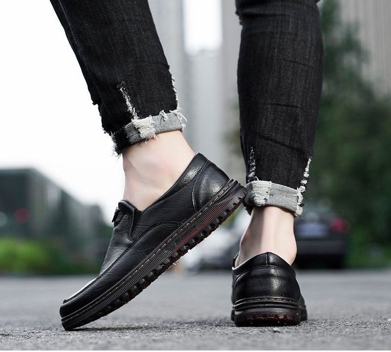 2025 nuevos zapatos casuales de cuero genuino para hombres