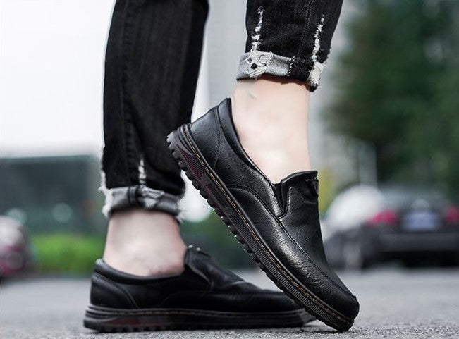 2025 nuevos zapatos casuales de cuero genuino para hombres