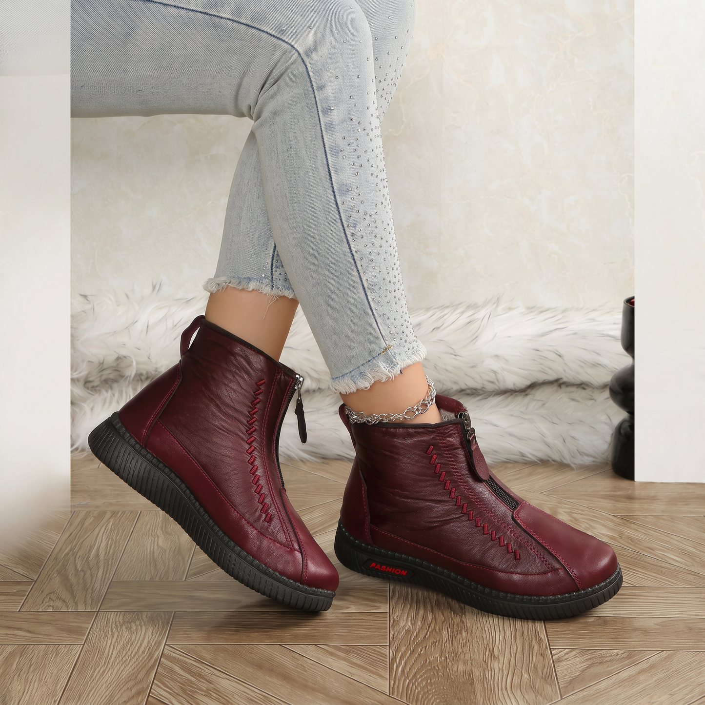 Zapatos de invierno con forro de felpa y suela gruesa para mayor calidez, suela blanda antideslizante