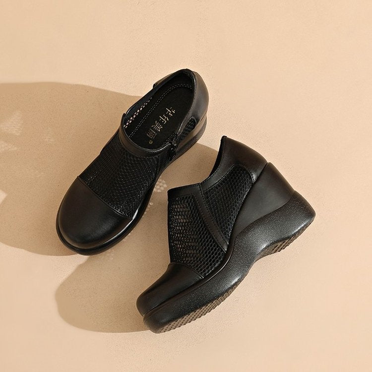 Zapatos de cuña de malla transpirable