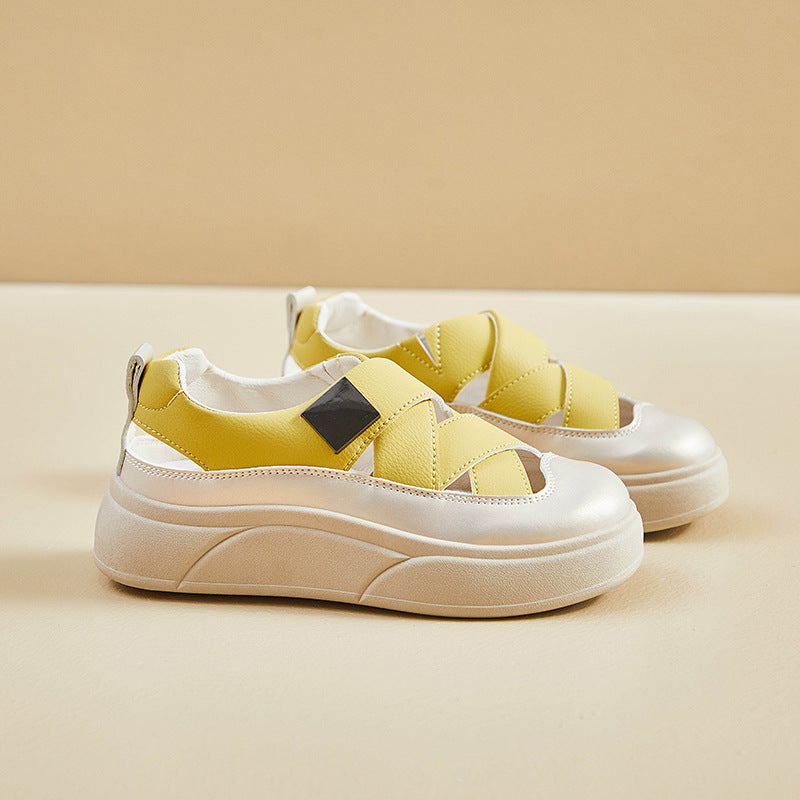 Zapatos de plataforma de piel transpirable que aumentan la estatura.