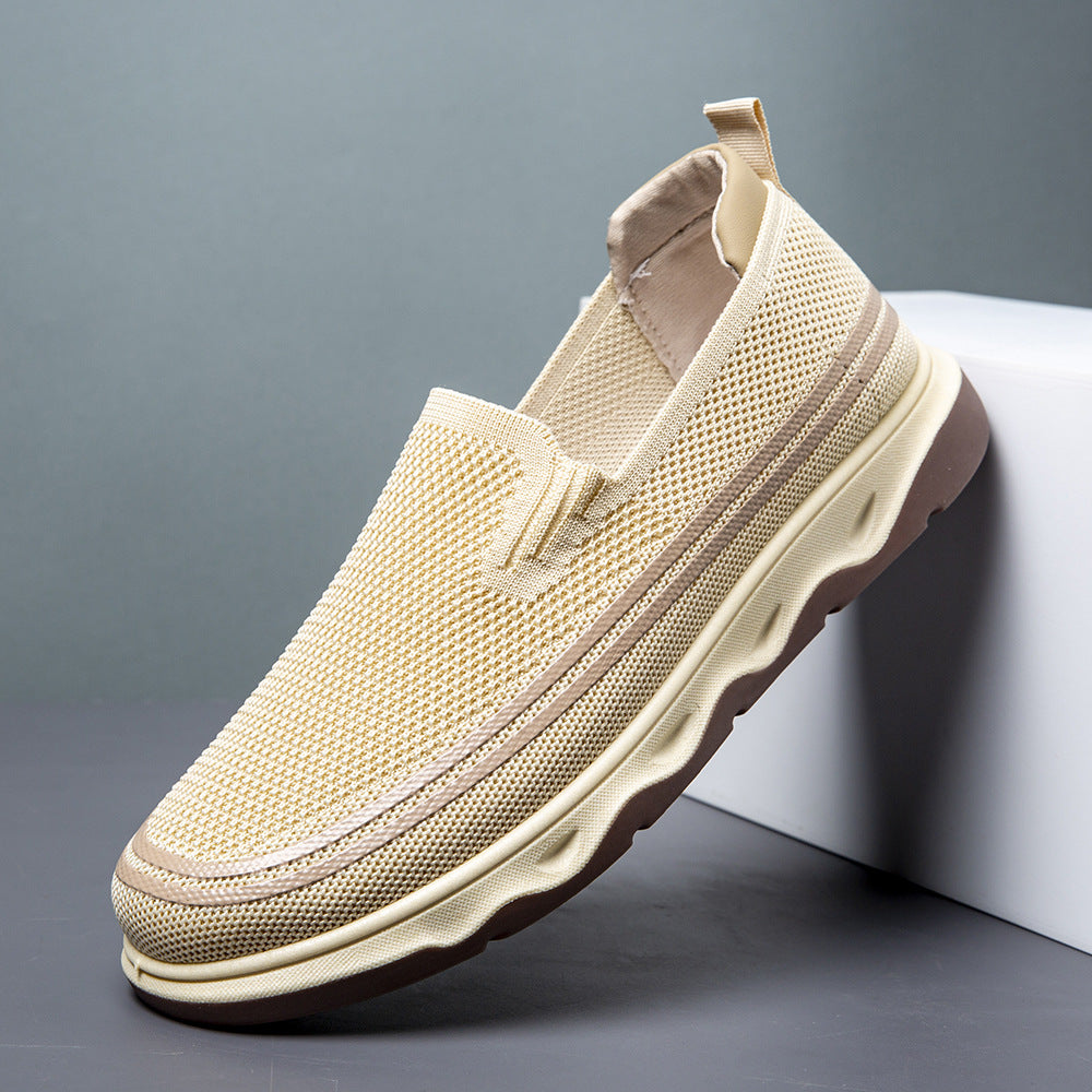 Zapatos casuales tejidos sin cordones y con vuelo