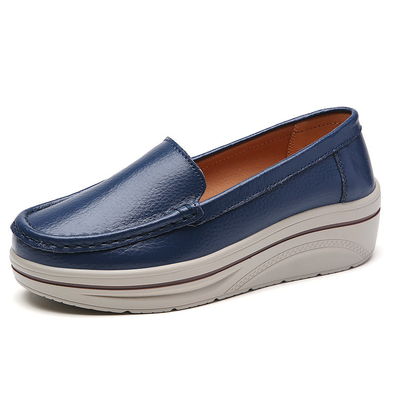 Mocasines de plataforma de piel auténtica