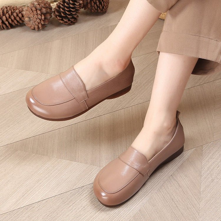 Zapatos planos de cuero de estilo retro