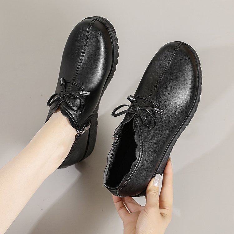 Zapatos de piel para mujer con suela blanda y antideslizante