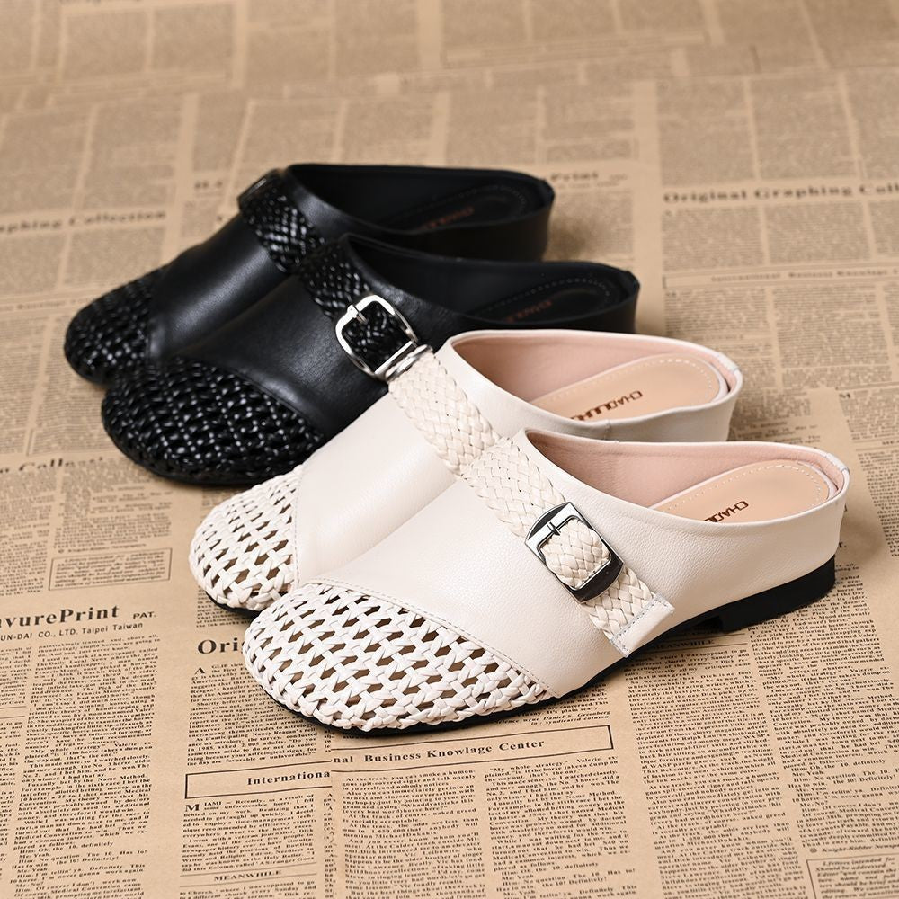 Pantuflas cerradas de tejido calado