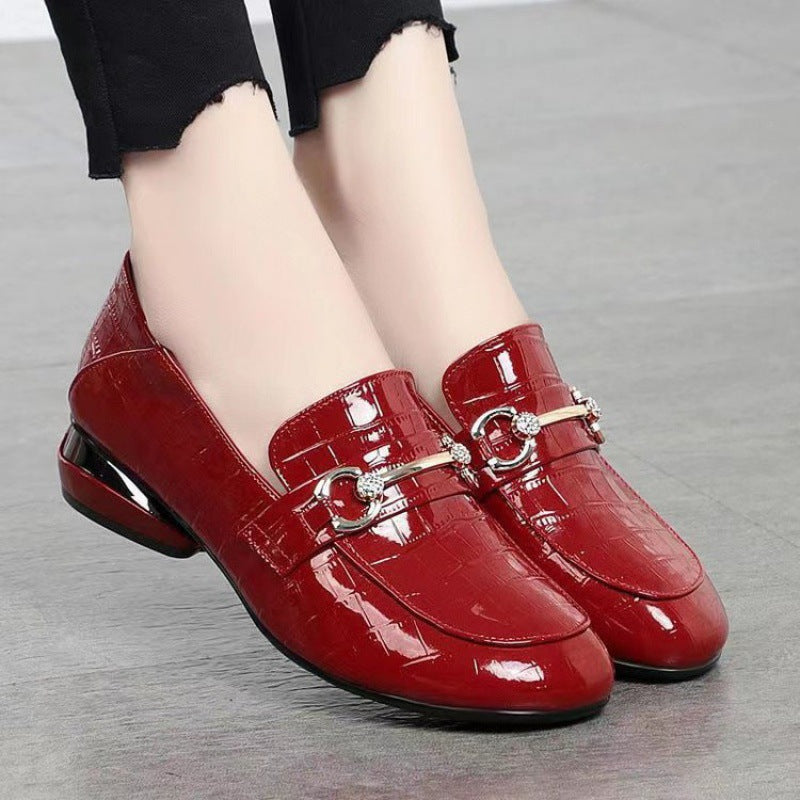 Zapatos de mujer de piel auténtica con efecto espejo a cuadros