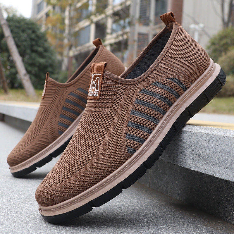 Zapatillas deportivas de malla a rayas para hombre