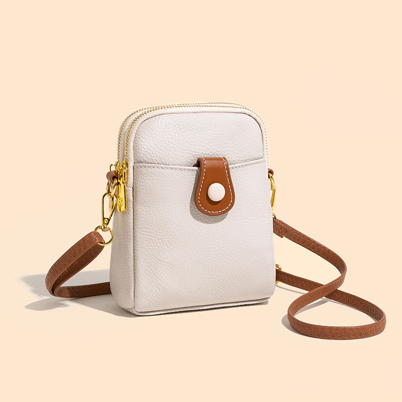 Bolso retro multifuncional de cuero auténtico para teléfono