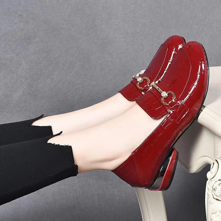 Zapatos de mujer de piel auténtica con efecto espejo a cuadros