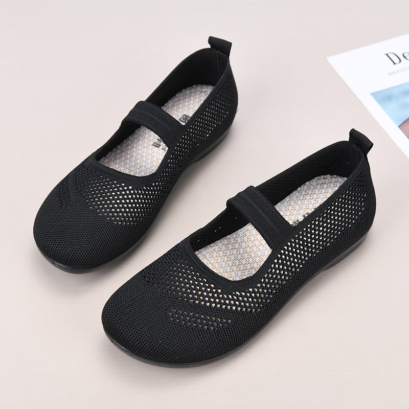 Zapatos de malla con tiras irregulares en la puntera