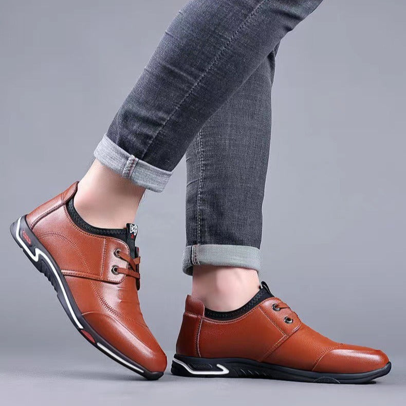 Zapatos casuales de cuero de tacón bajo para hombre