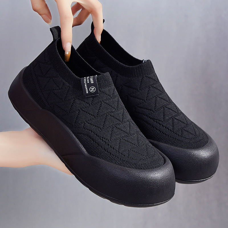 Zapatos de mujer de malla con suela gruesa