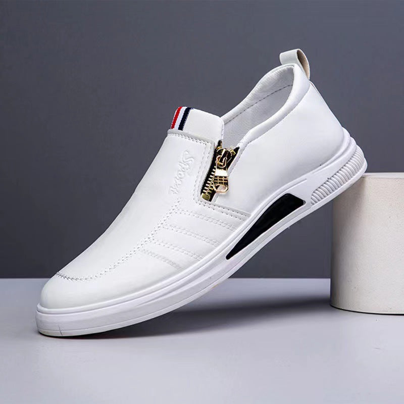 Zapatos casuales de cuero sueltos con cremallera