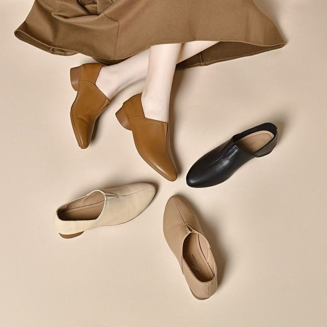 tacones gruesos con punta puntiaguda