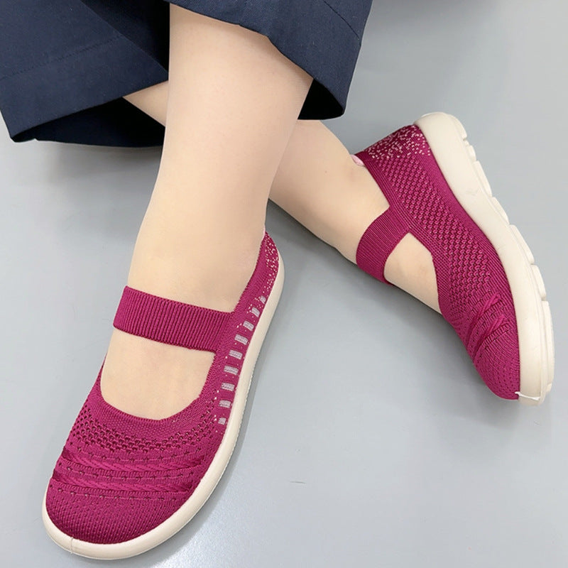 Zapatos de malla con cordones y rayas verticales