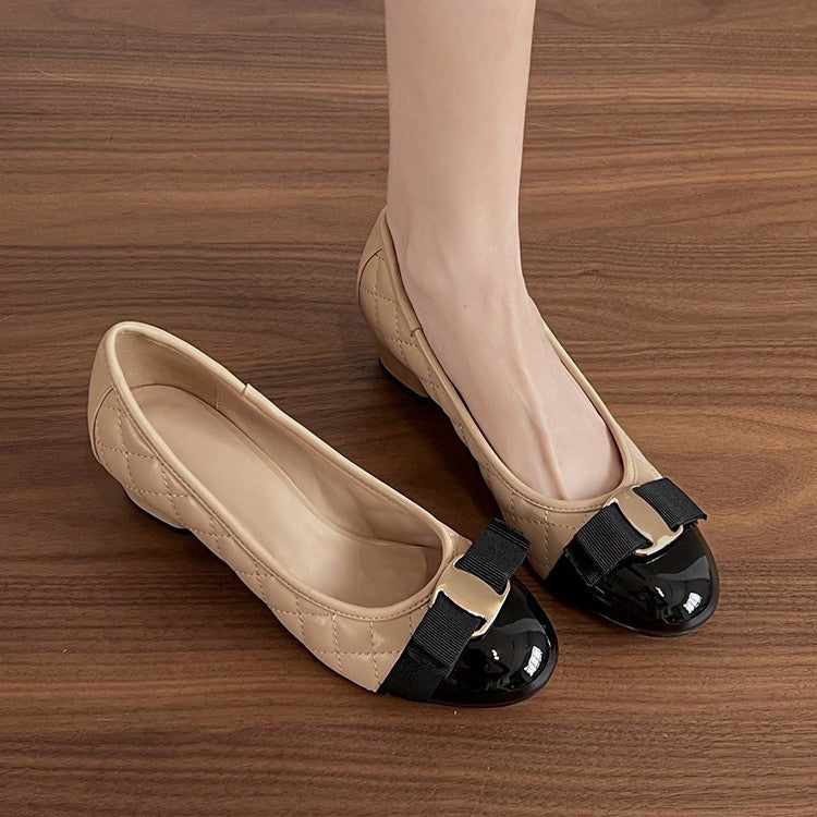 Zapatos de Dama Elegantes con Moño y Tacón Bajo