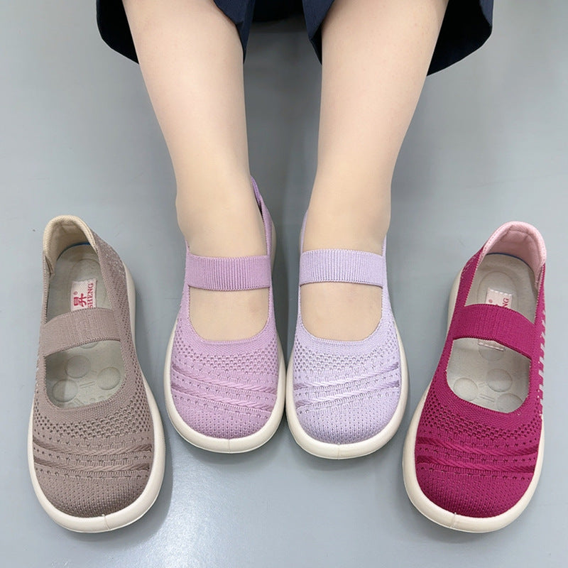 Zapatos de malla con cordones y rayas verticales