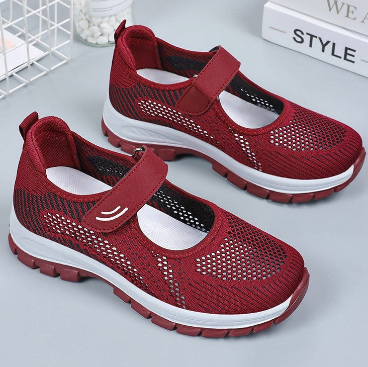 Zapatos de red portátiles con velcro para mujer