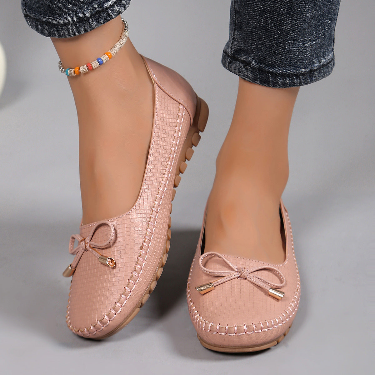 Zapatos planos con lazo de color liso