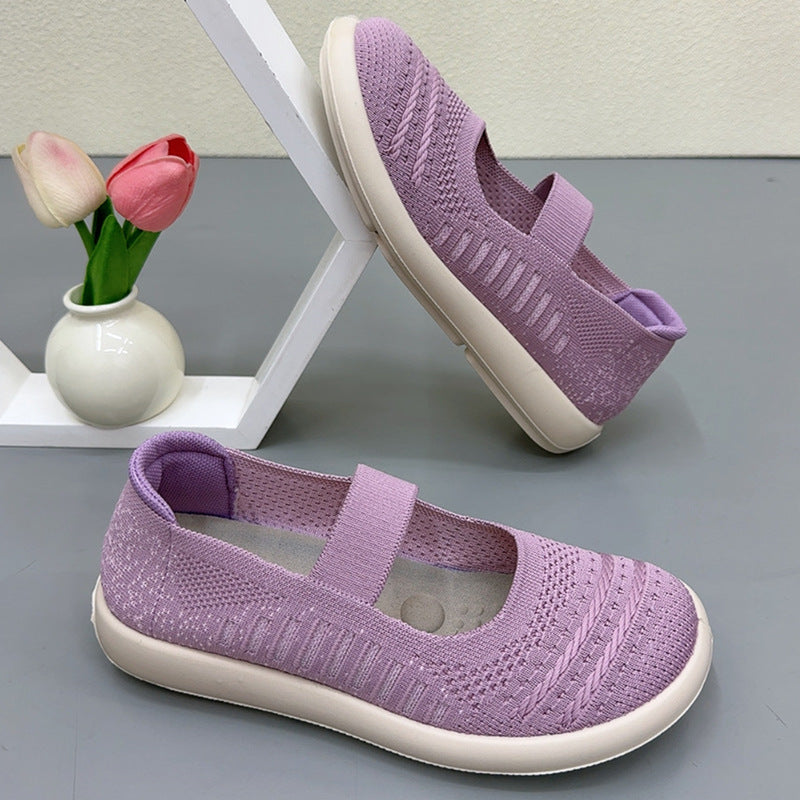 Zapatos de malla con cordones y rayas verticales