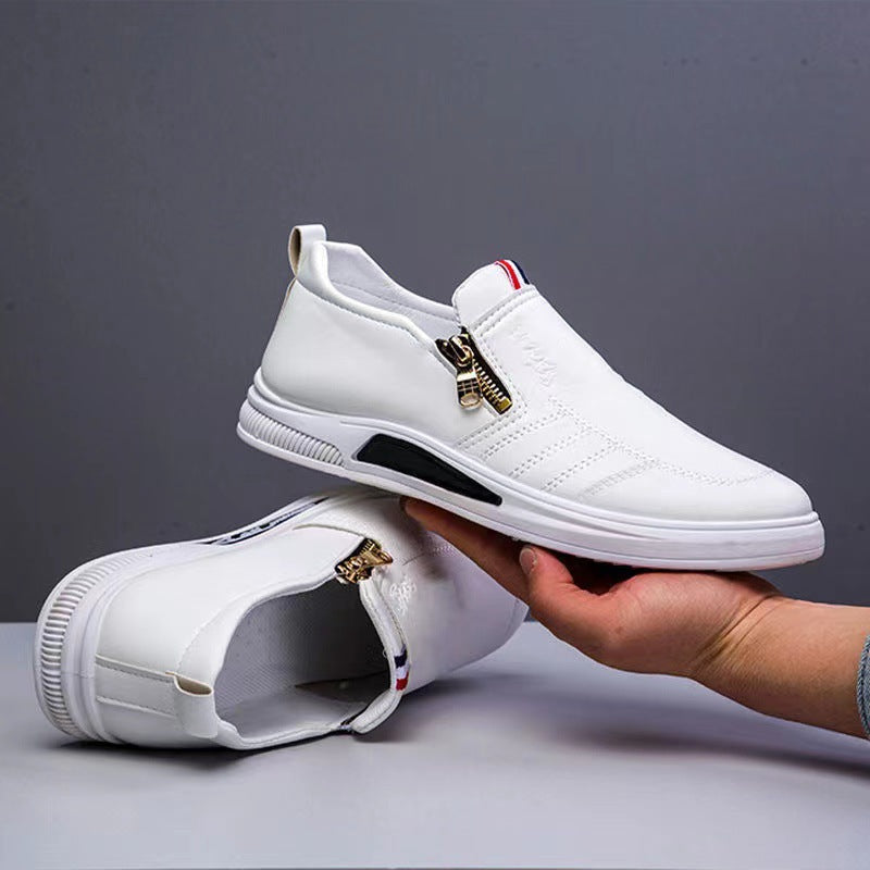 Zapatos casuales de cuero sueltos con cremallera