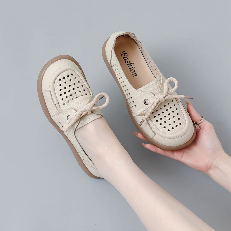 Zapatos cómodos de piel auténtica transpirable con suela hueca suave.