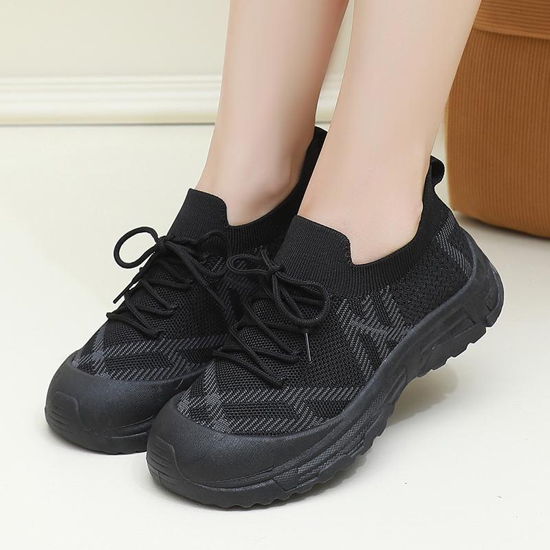 zapatos de malla con plataforma y punta redonda