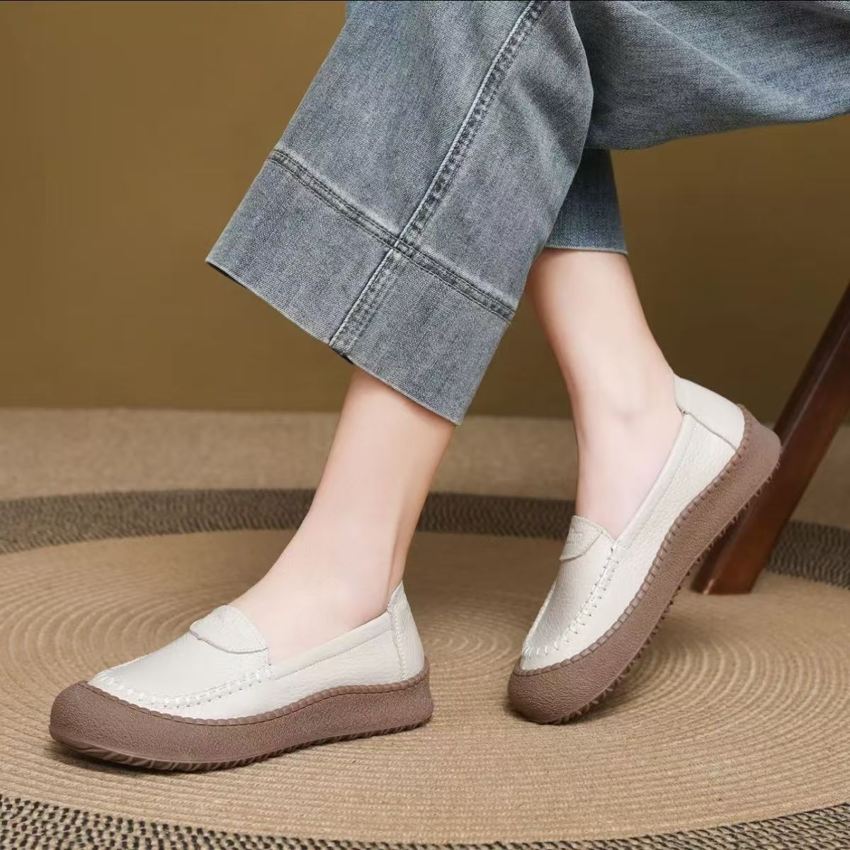 Zapatos de suela blanda fabricados en 100% cuero genuino de vaca, suaves y cómodos