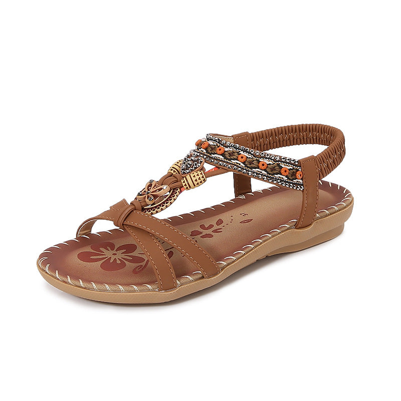 Sandalias planas de cuerda trenzada retro de verano 2025 para mujer