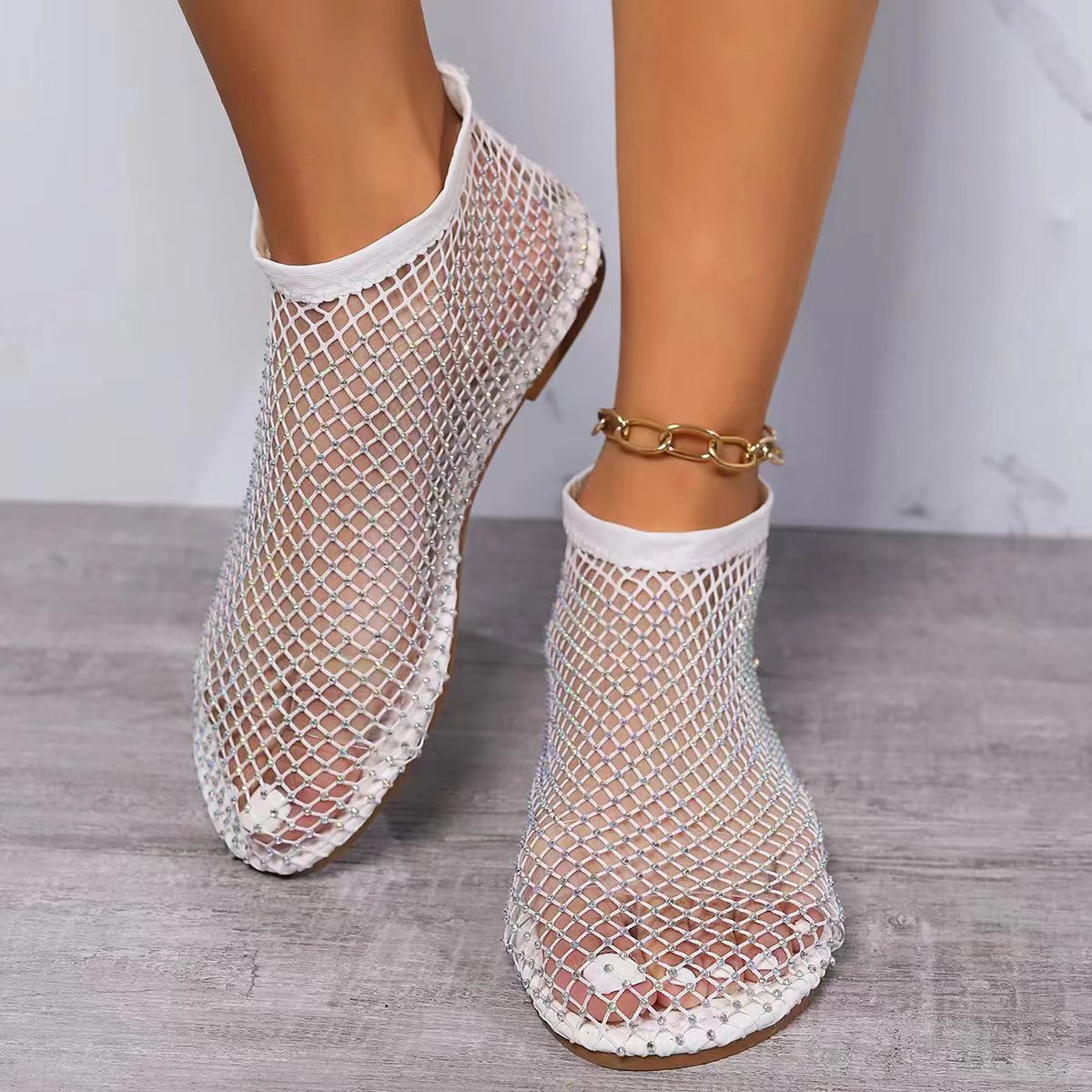 Zapatos planos casuales para mujer, sandalias bajas de malla transpirable, estilo sin cordones.