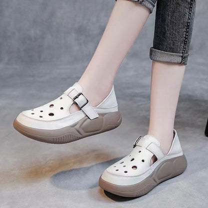Sandalias tipo gladiador de piel suave con aberturas