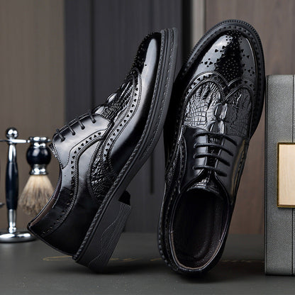 🐂Doble Cuero🐂Zapatos de piel tallada para hombre