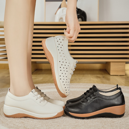 Zapatos casuales de plataforma de cuero