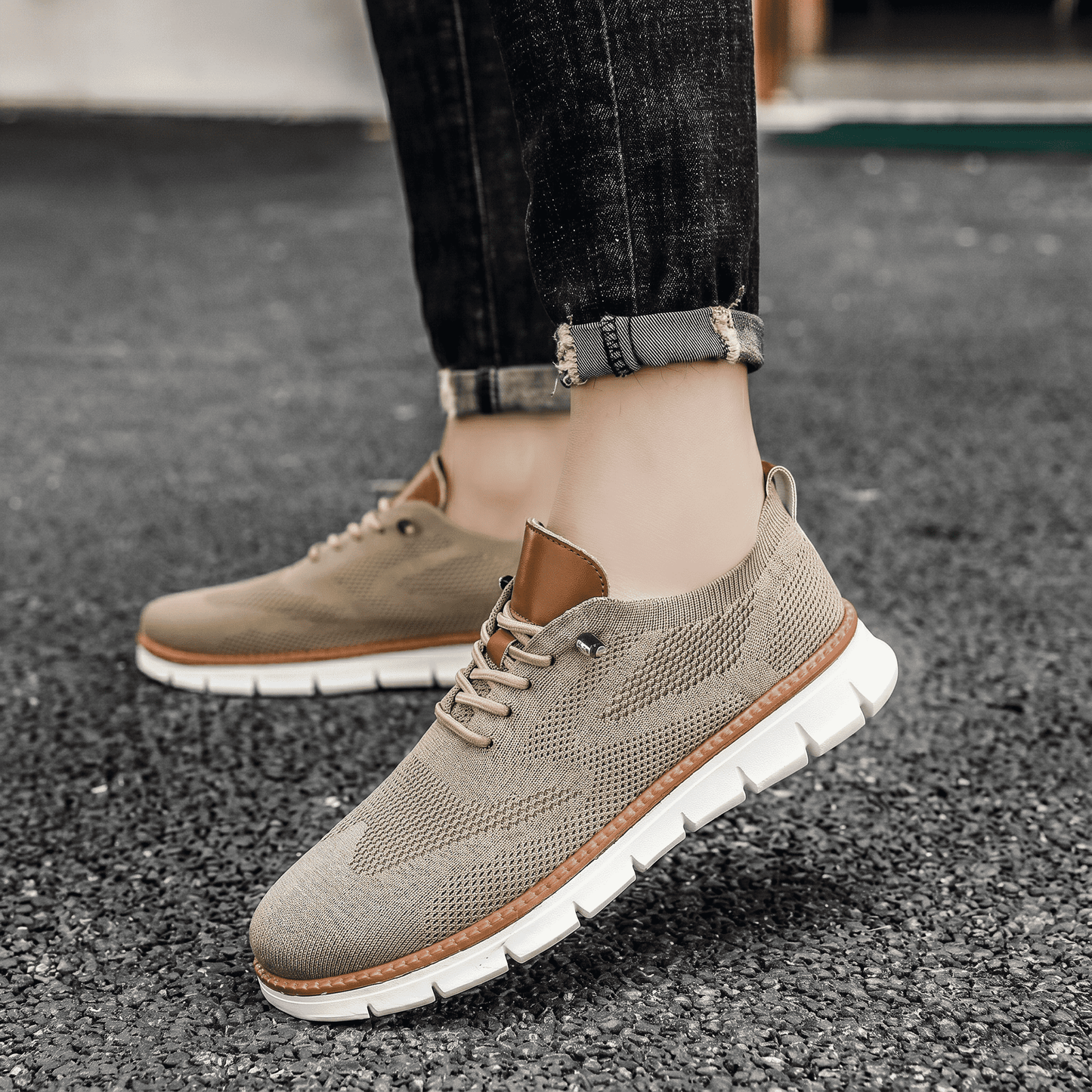 Zapatos oxford de malla para hombre, calzado casual de negocios para caminar, zapatillas cómodas