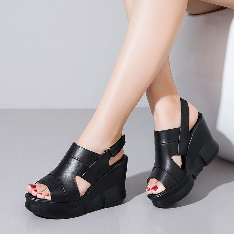 Nuevos zapatos de cuña, tacones altos gruesos