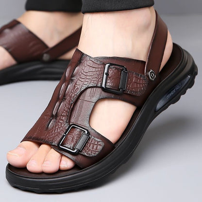 Sandalias casuales de hombre (piel de cocodrilo)