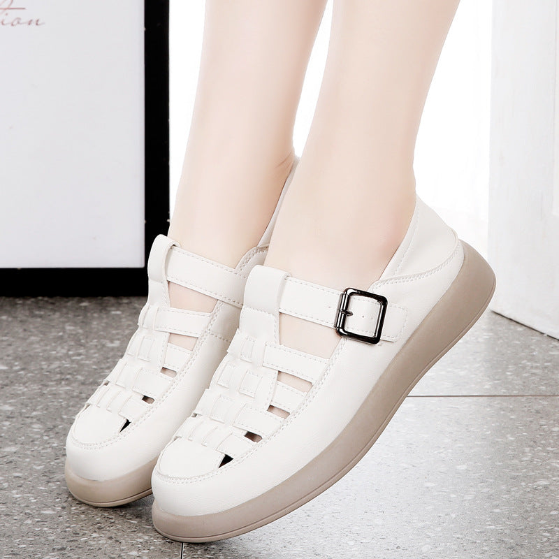 Nuevas bailarinas romanas de verano, zapatos cómodos de suela blanda.