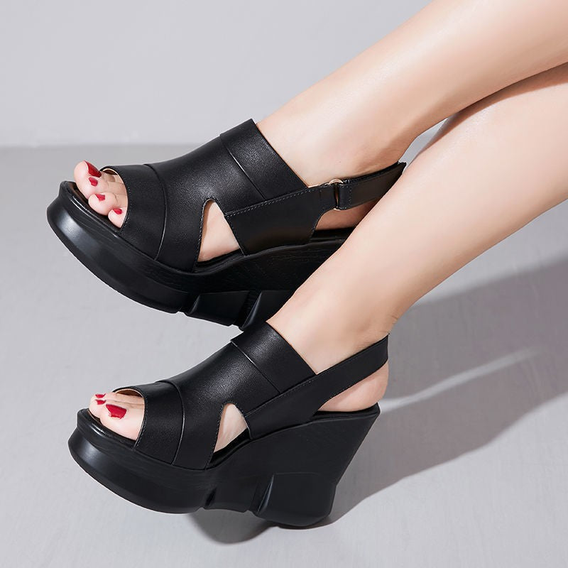 Nuevos zapatos de cuña, tacones altos gruesos