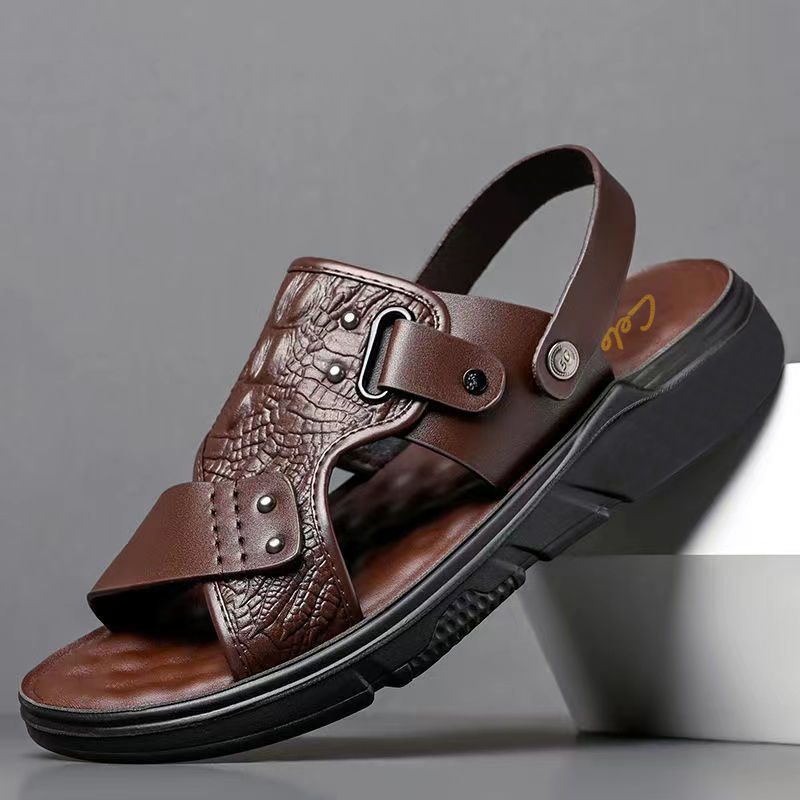 Sandalias de piel de cocodrilo de verano