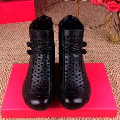 Botas de cuero de estilo étnico para mujer